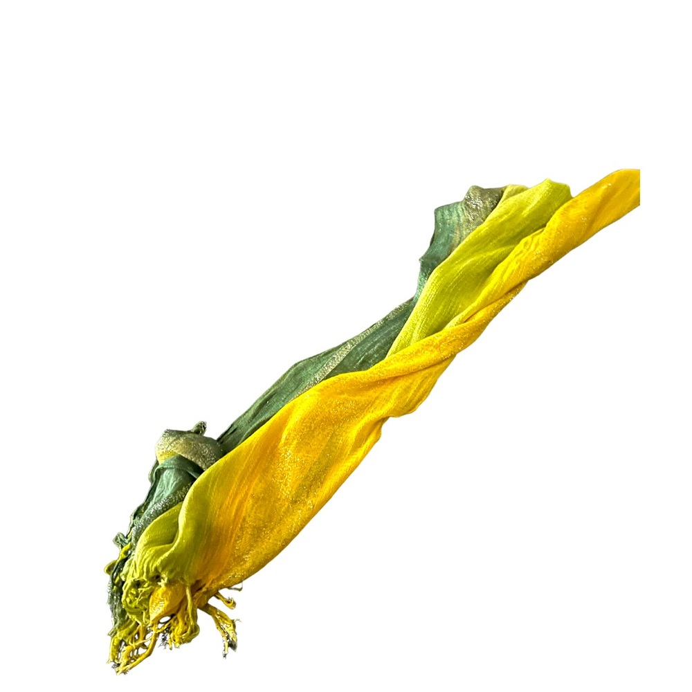 Green and yellow sparkling scarf